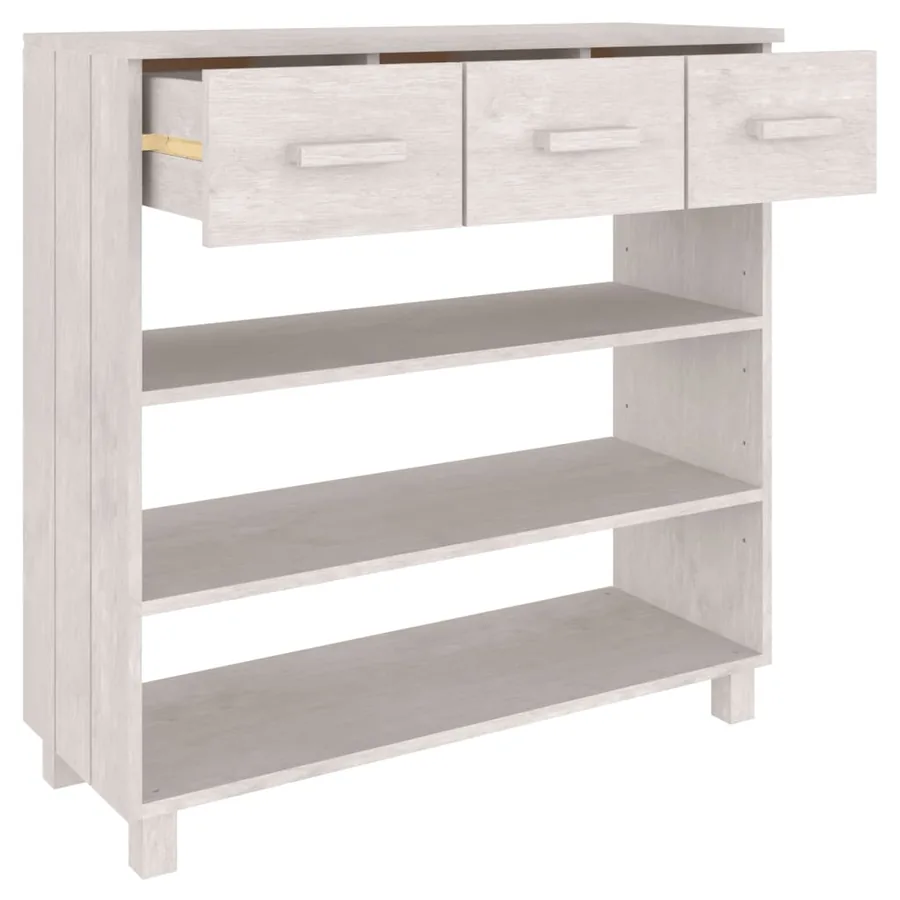 Table console HAMAR Blanc 90x35x90 cm Bois massif de pin - 7