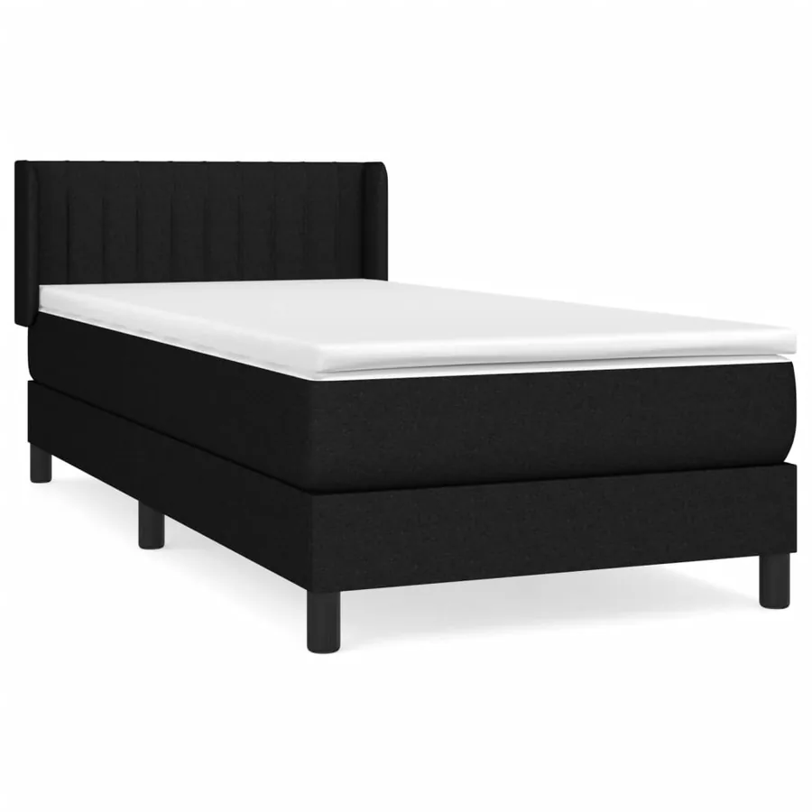 Sommier à lattes de lit avec matelas Noir 90x200 cm Tissu - 2