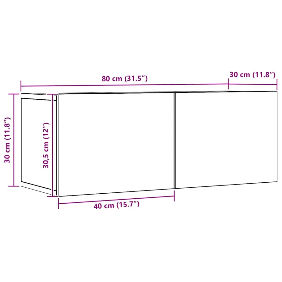 Meubles TV muraux 2 pcs chêne artisanal 80x30x30 cm - 10