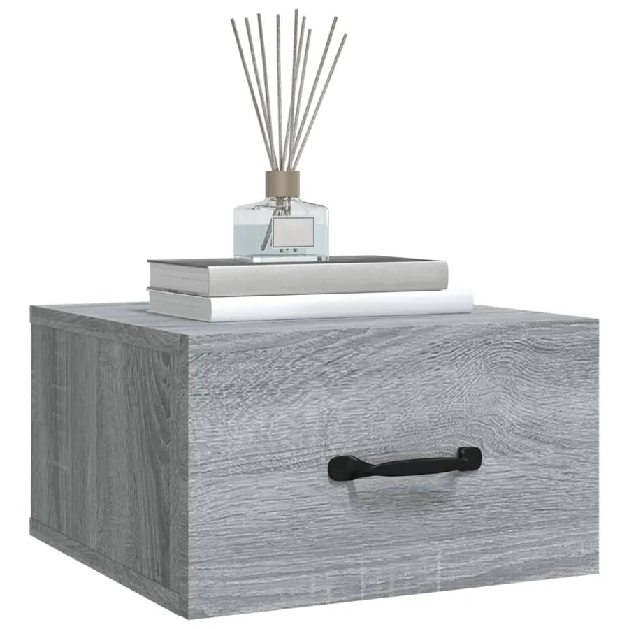 Tables de chevet murales 2 pcs Sonoma gris 35x35x20 cm - 9