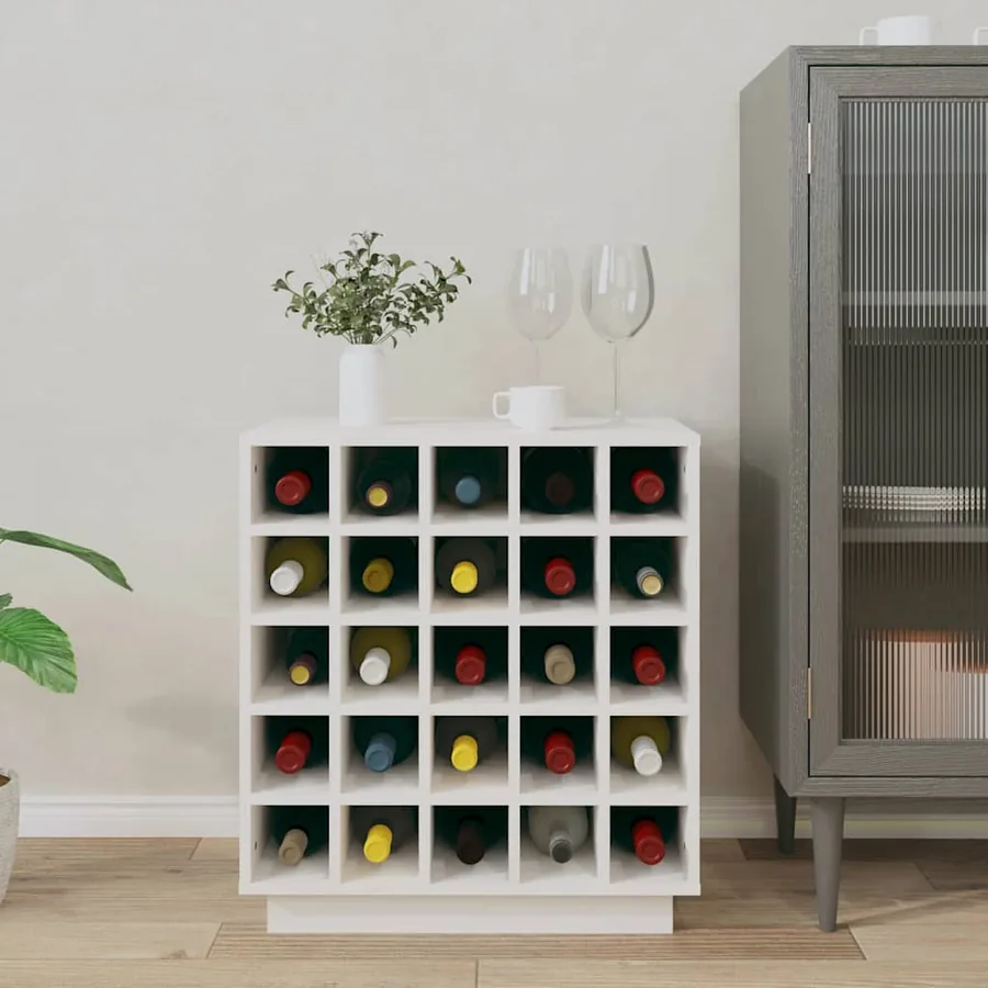Armoire à vin Blanc 55,5x34x61 cm Bois de pin massif - 3