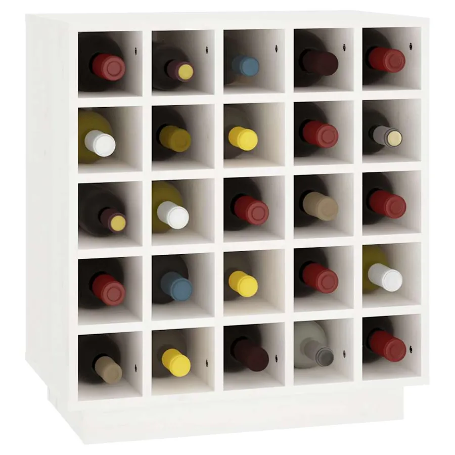Armoire à vin Blanc 55,5x34x61 cm Bois de pin massif - 4
