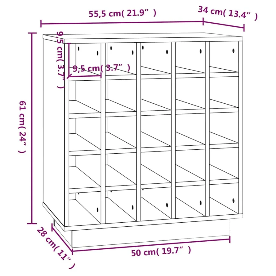 Armoire à vin Blanc 55,5x34x61 cm Bois de pin massif - 8