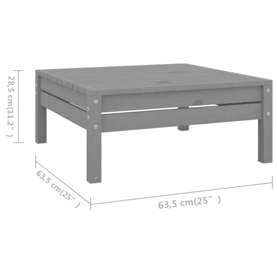 Salon de jardin 6 pcs Bois de pin massif Gris - 8