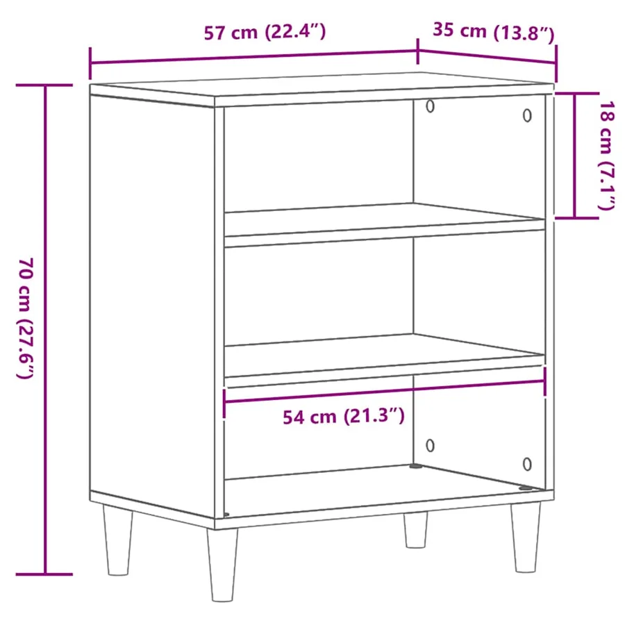 Buffet Chêne noir 57 x 35 x 70 cm Bois d'ingénierie - 10
