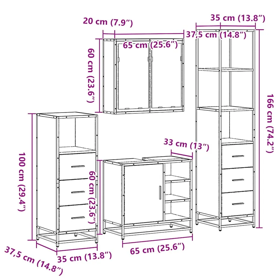 Ensemble de meubles de salle de bain 4 pcs chêne sonoma - 11