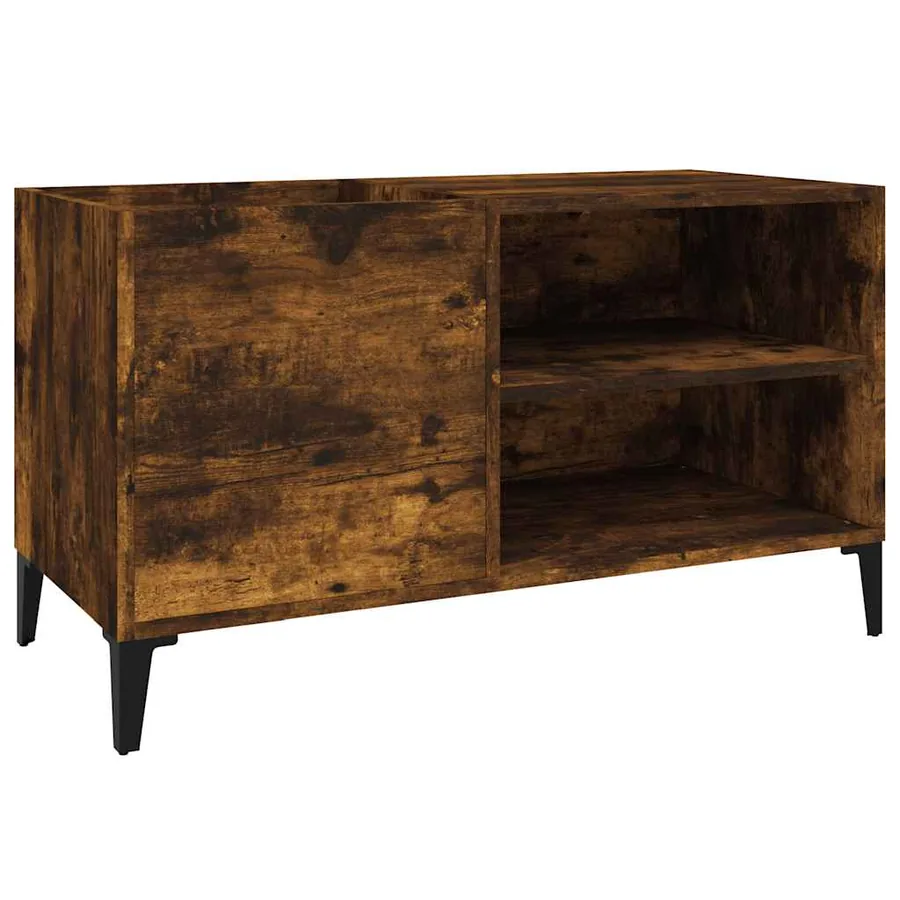 Armoire à disques chêne fumé 84,5x38x48 cm bois d'ingénierie - 2
