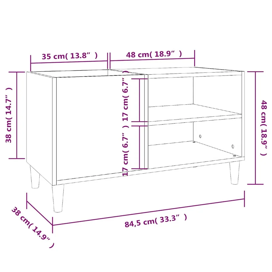 Armoire à disques chêne fumé 84,5x38x48 cm bois d'ingénierie - 8