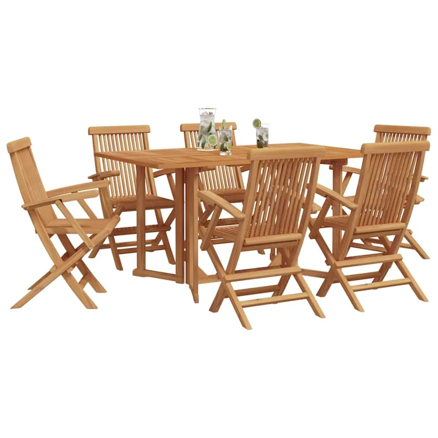 Ensemble de salle à manger pour jardin 7 pcs Marron - 3