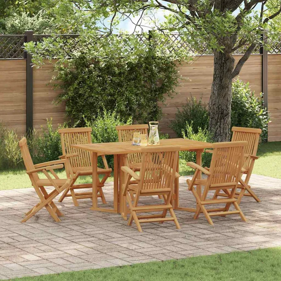 Ensemble de salle à manger pour jardin 7 pcs Marron - 4