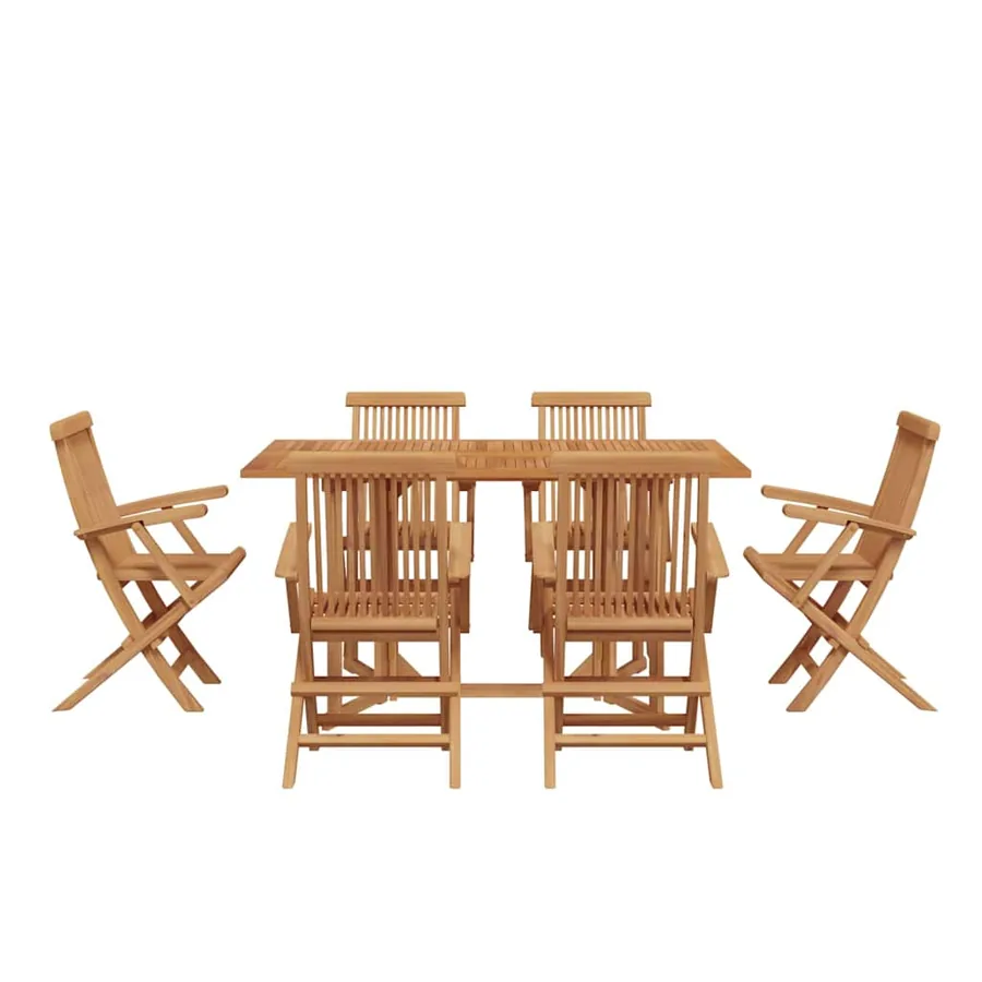Ensemble de salle à manger pour jardin 7 pcs Marron - 7