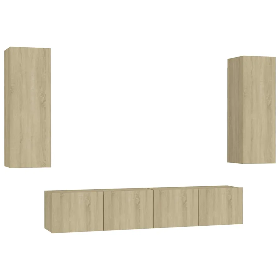 Ensemble de meubles TV 4 pcs Chêne sonoma Bois d'ingénierie - 2