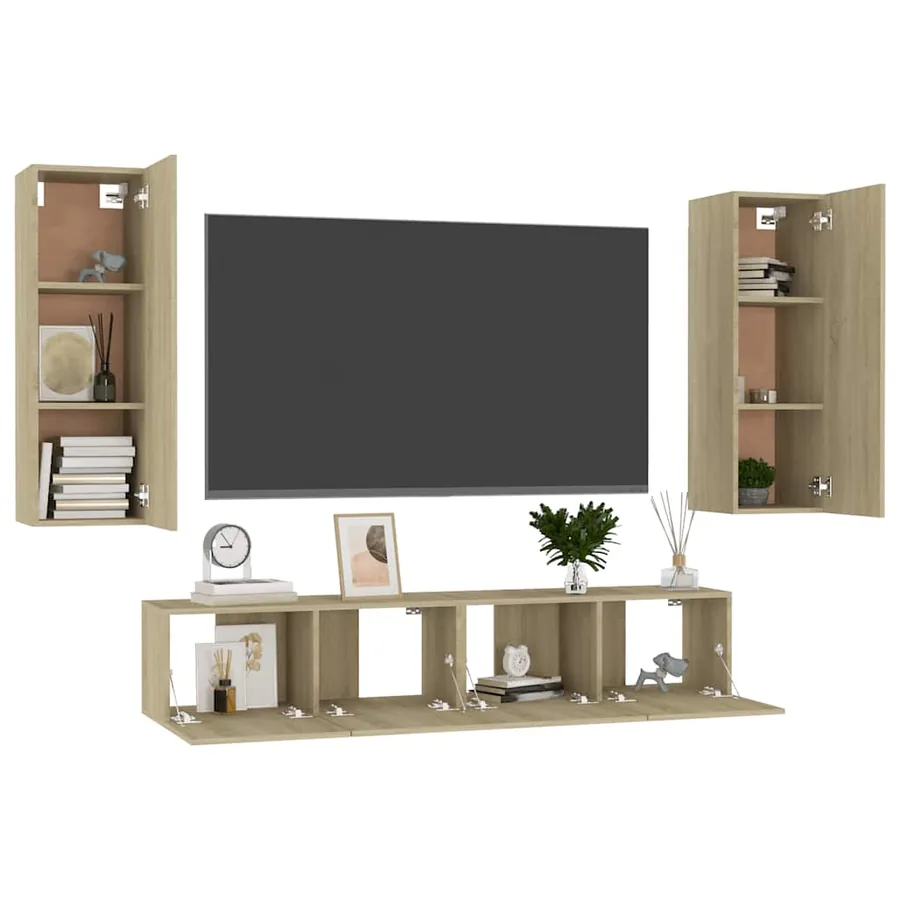 Ensemble de meubles TV 4 pcs Chêne sonoma Bois d'ingénierie - 3