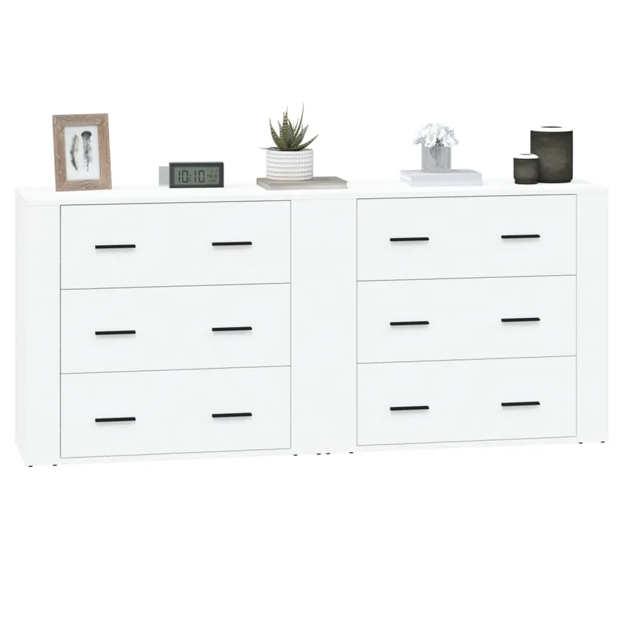 Buffets 2 pcs blanc bois d'ingénierie - 4
