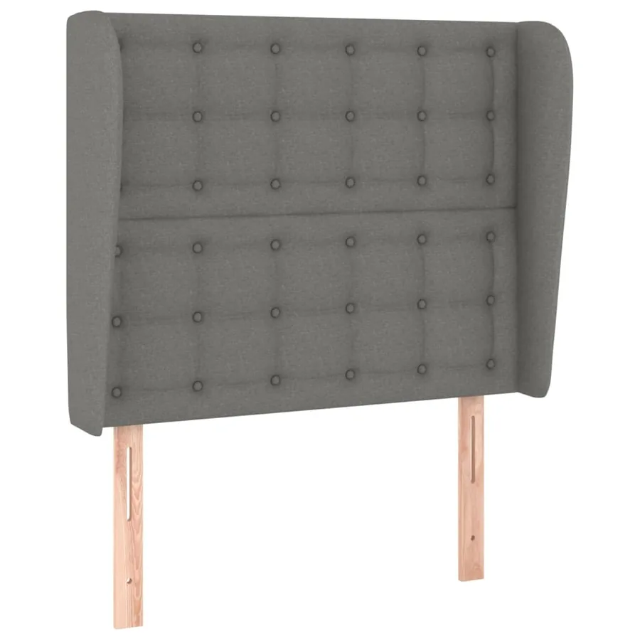 Tête de lit avec oreilles Gris foncé 103x23x118/128 cm Tissu - 2