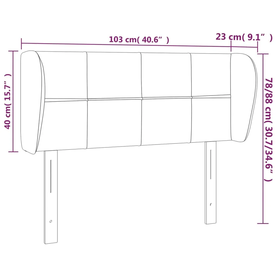 Tête de lit avec oreilles Noir 103x23x78/88 cm Tissu - 9