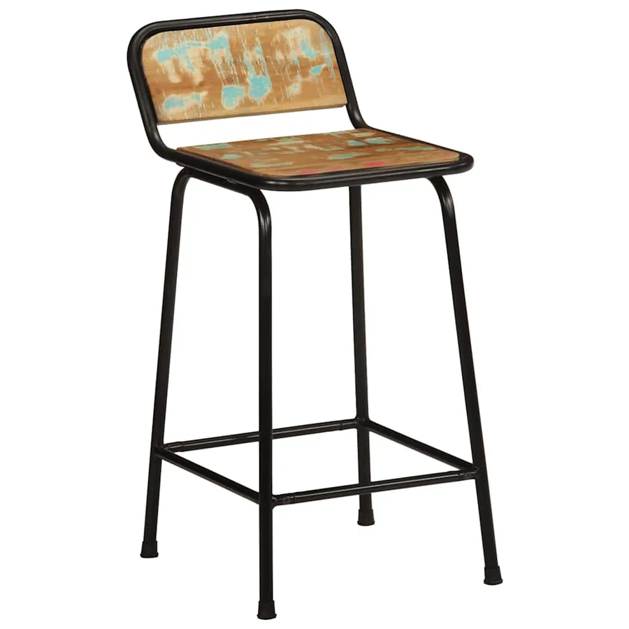Tabourets de bar lot de 4 46x35,5x80cm bois massif récupération - 10