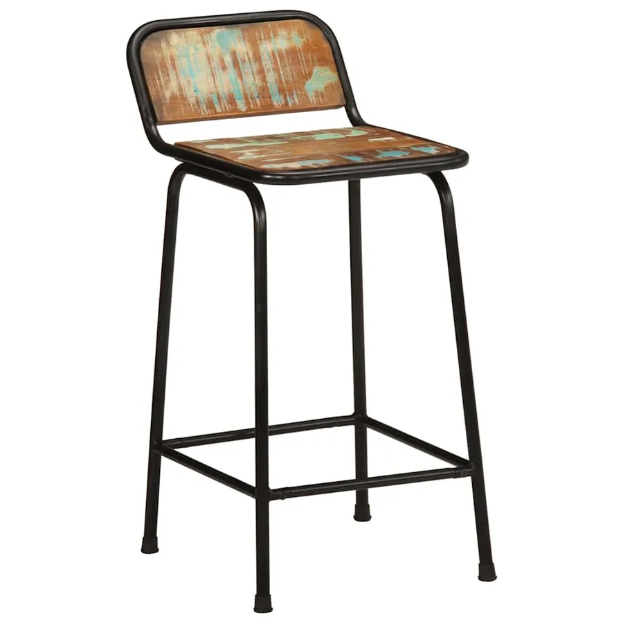 Tabourets de bar lot de 4 46x35,5x80cm bois massif récupération - 11