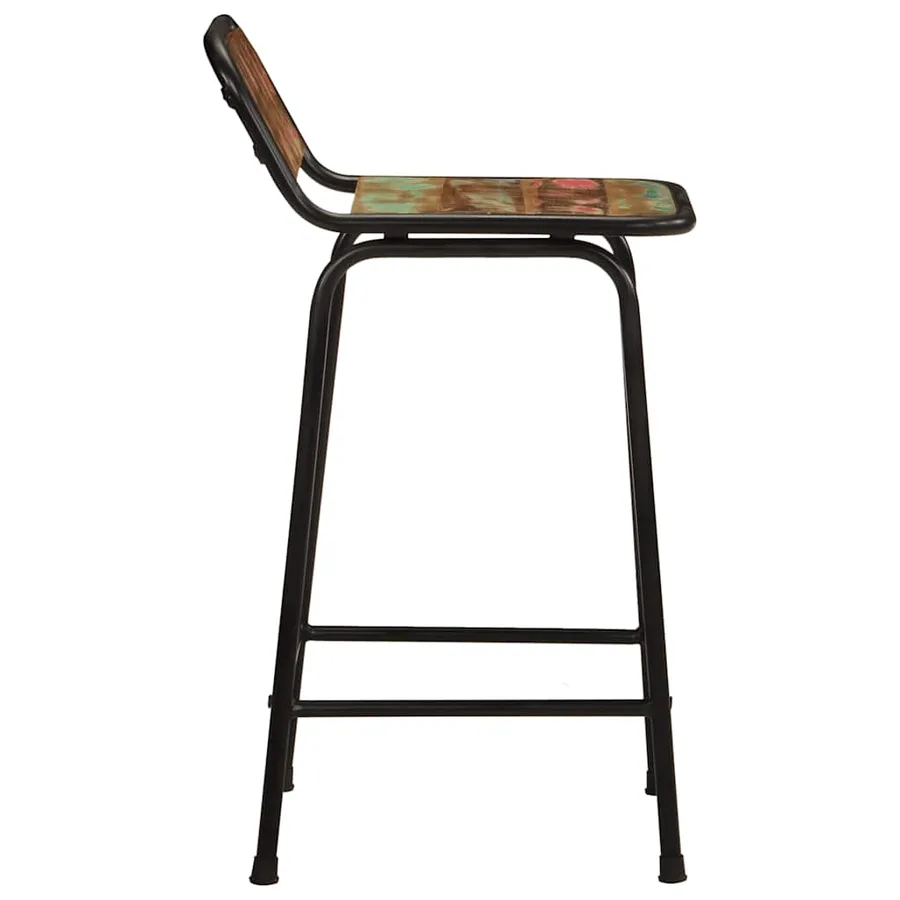 Tabourets de bar lot de 4 46x35,5x80cm bois massif récupération - 3