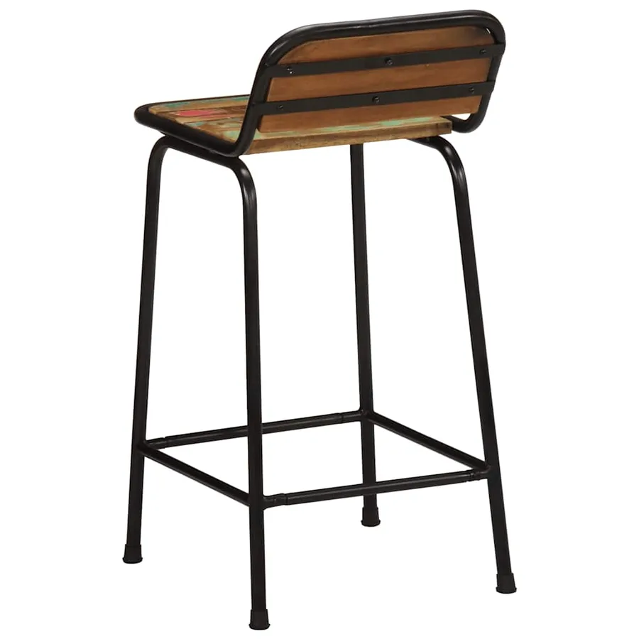 Tabourets de bar lot de 4 46x35,5x80cm bois massif récupération - 4