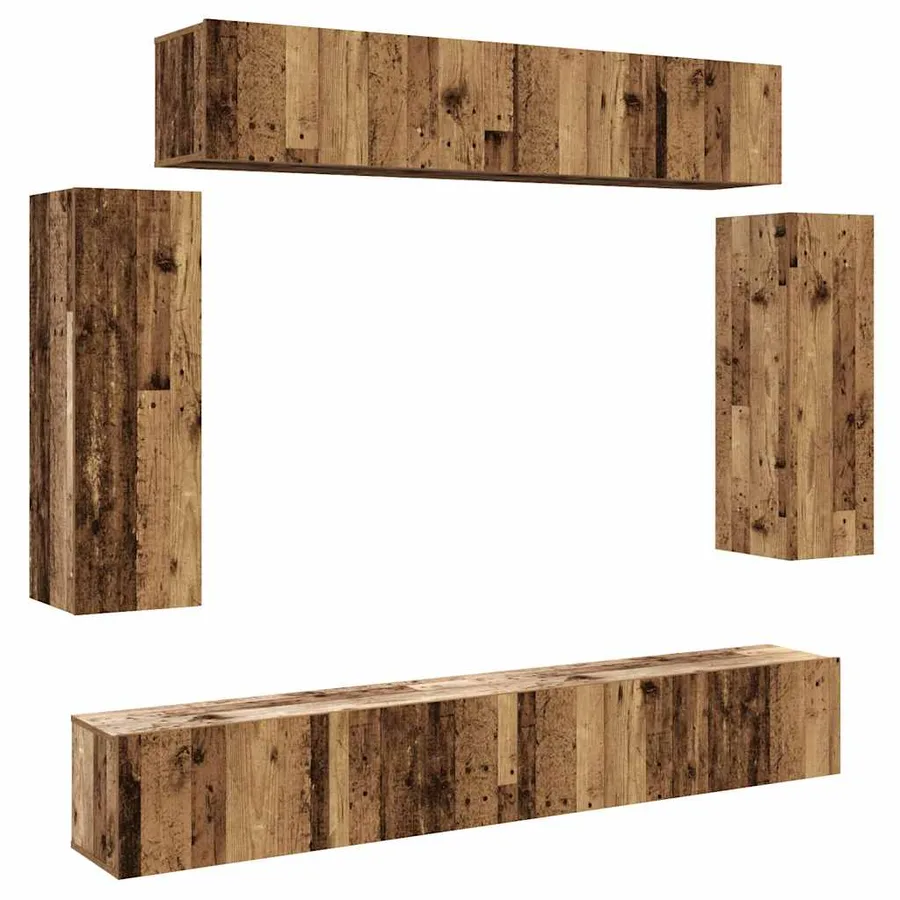 Ensemble de meuble TV mural 6 pcs vieux bois bois d'ingénierie - 2