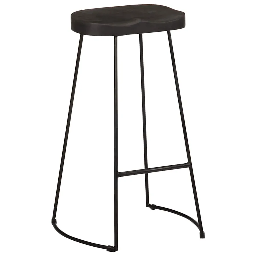Tabourets de bar lot de 2 noir 45x40x78 cm bois manguier massif - 10
