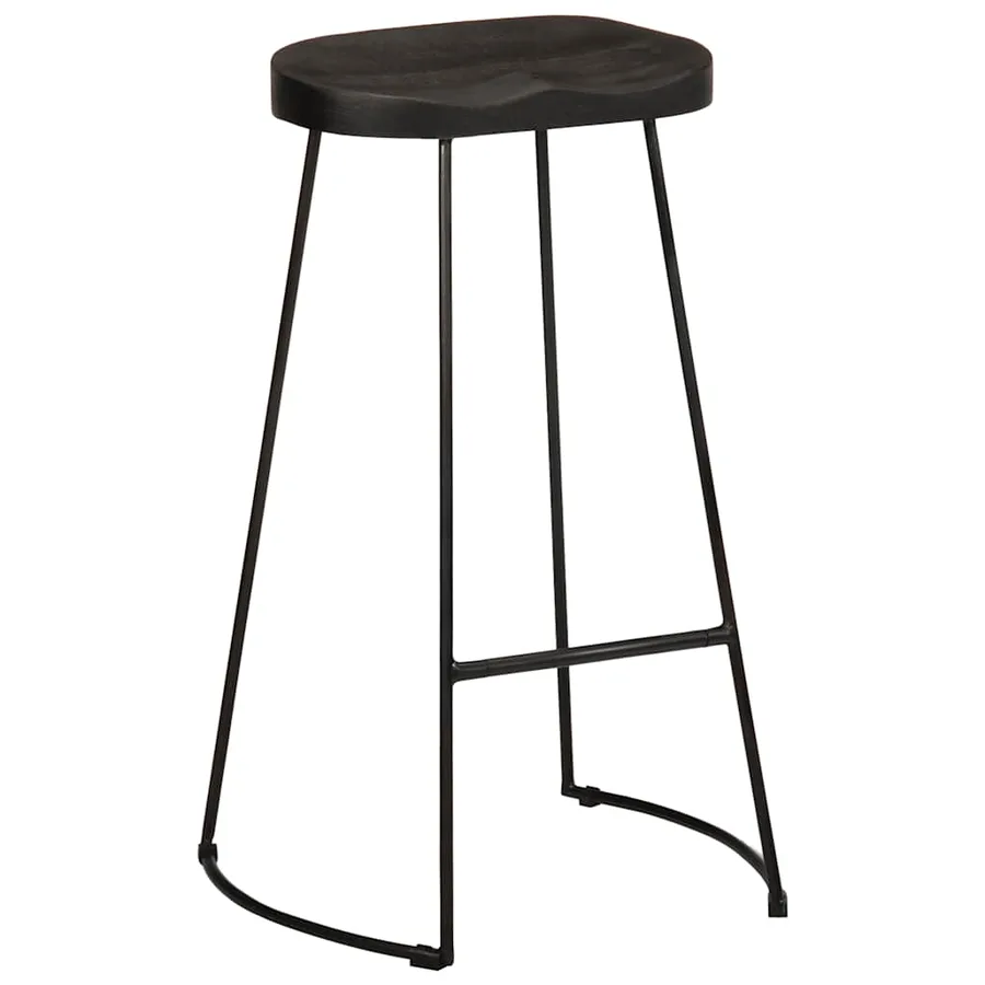 Tabourets de bar lot de 2 noir 45x40x78 cm bois manguier massif - 11