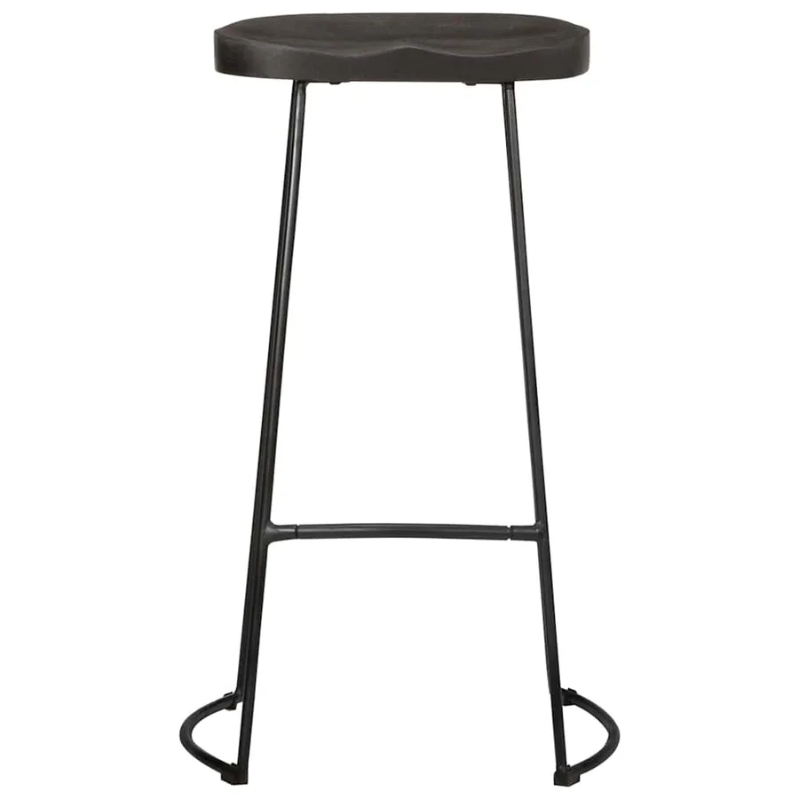 Tabourets de bar lot de 2 noir 45x40x78 cm bois manguier massif - 2