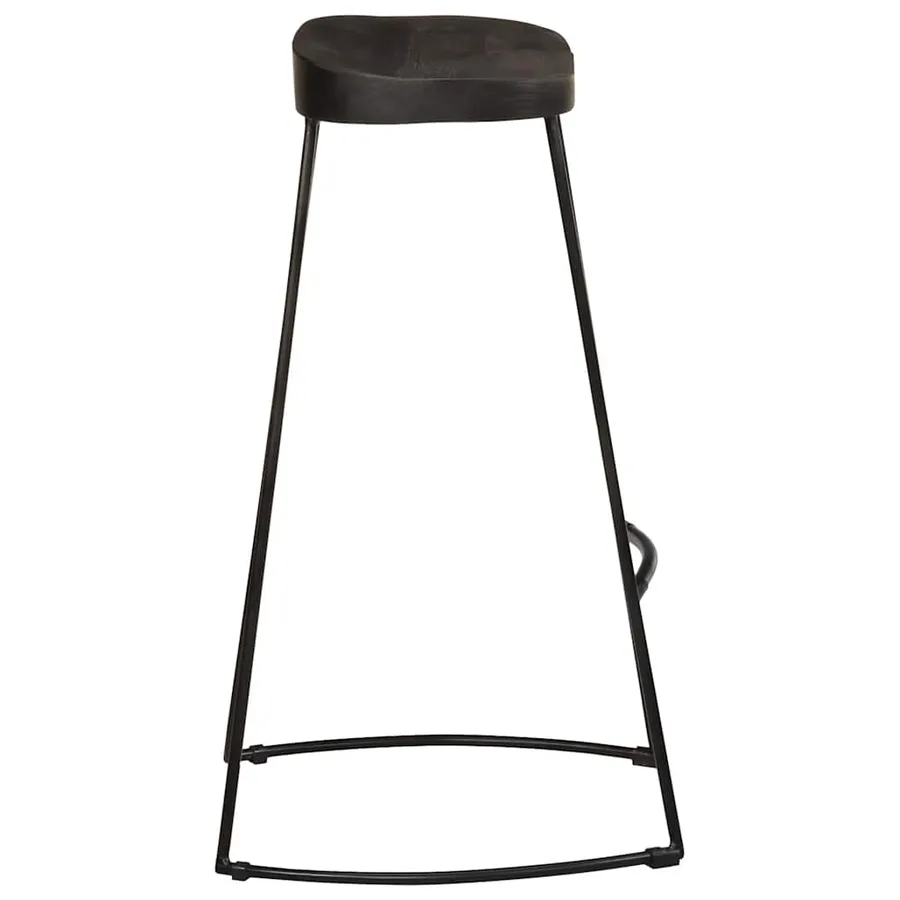 Tabourets de bar lot de 2 noir 45x40x78 cm bois manguier massif - 3