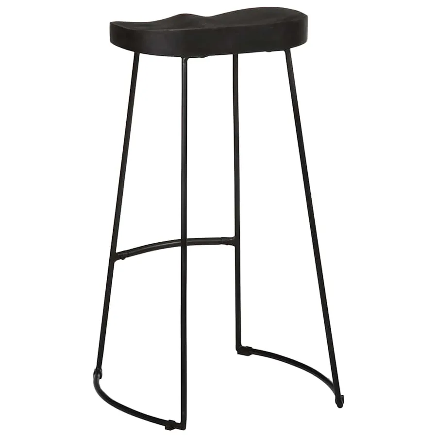 Tabourets de bar lot de 2 noir 45x40x78 cm bois manguier massif - 4