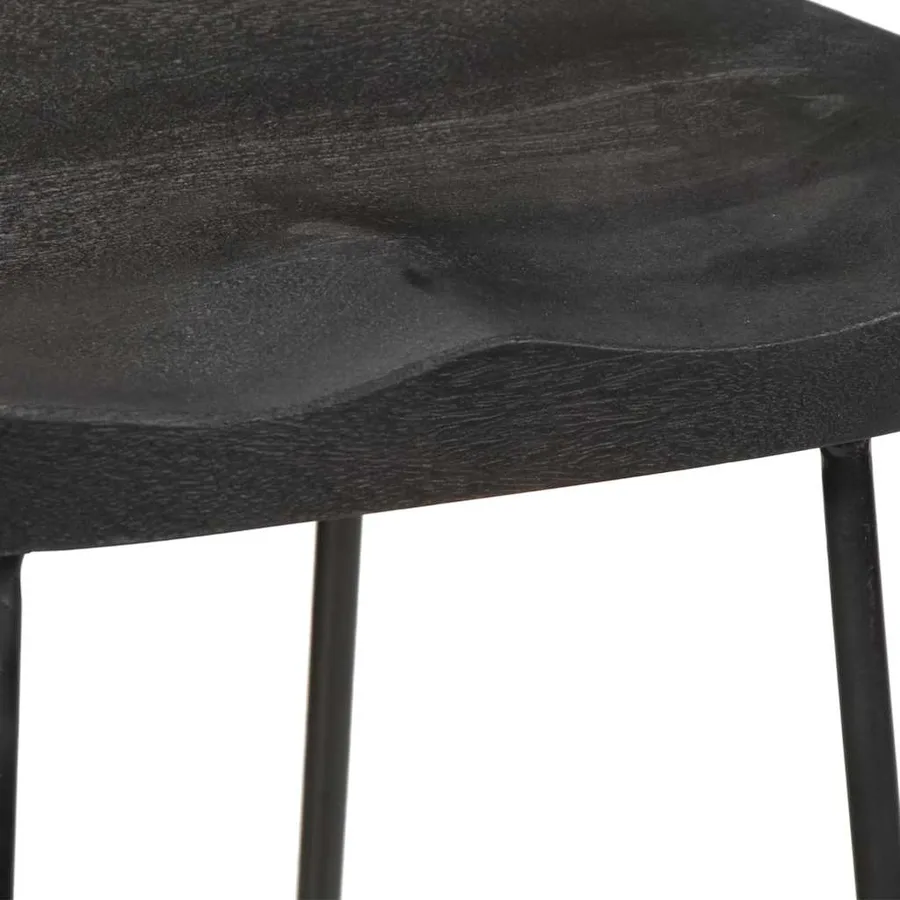 Tabourets de bar lot de 2 noir 45x40x78 cm bois manguier massif - 5