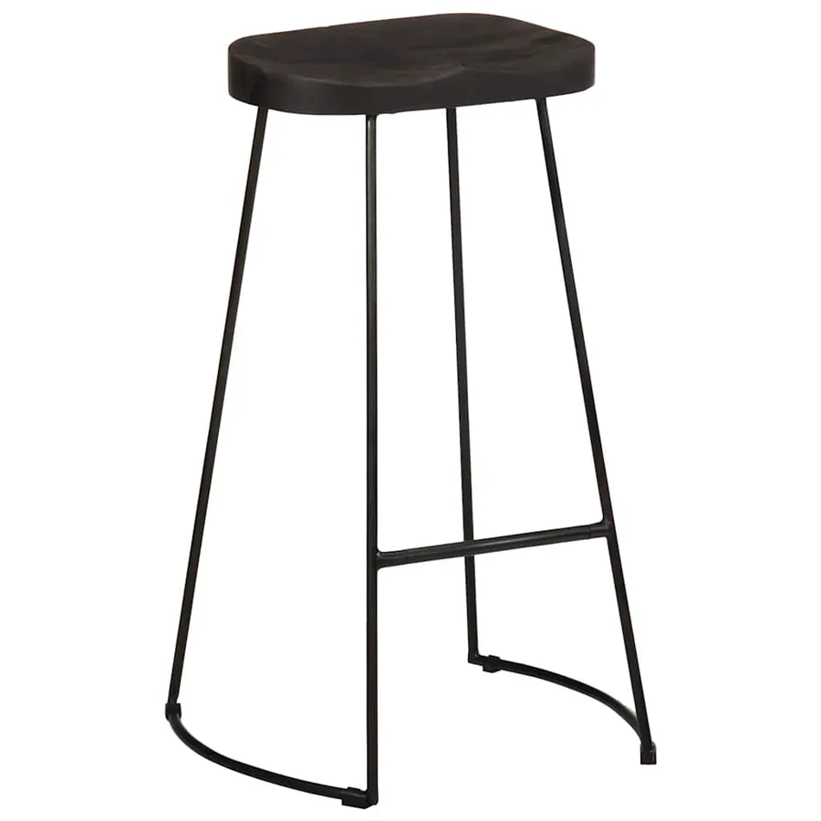 Tabourets de bar lot de 2 noir 45x40x78 cm bois manguier massif - 9