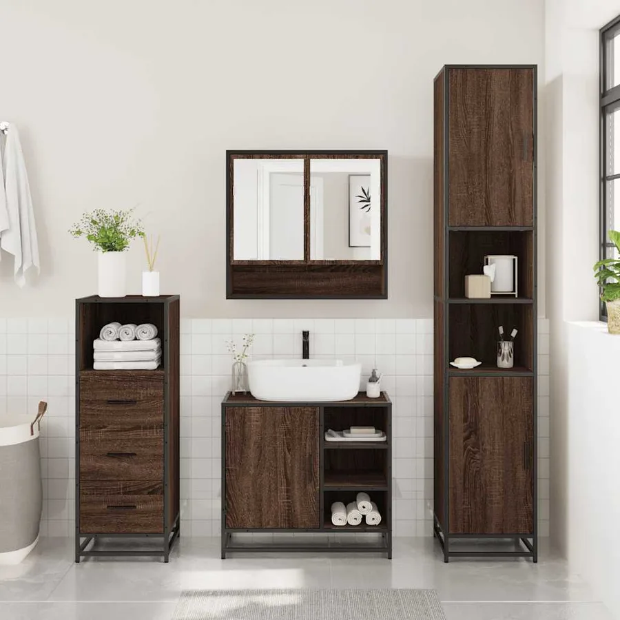 Ensemble de meubles de salle de bain 3 pcs Chêne marron - 3