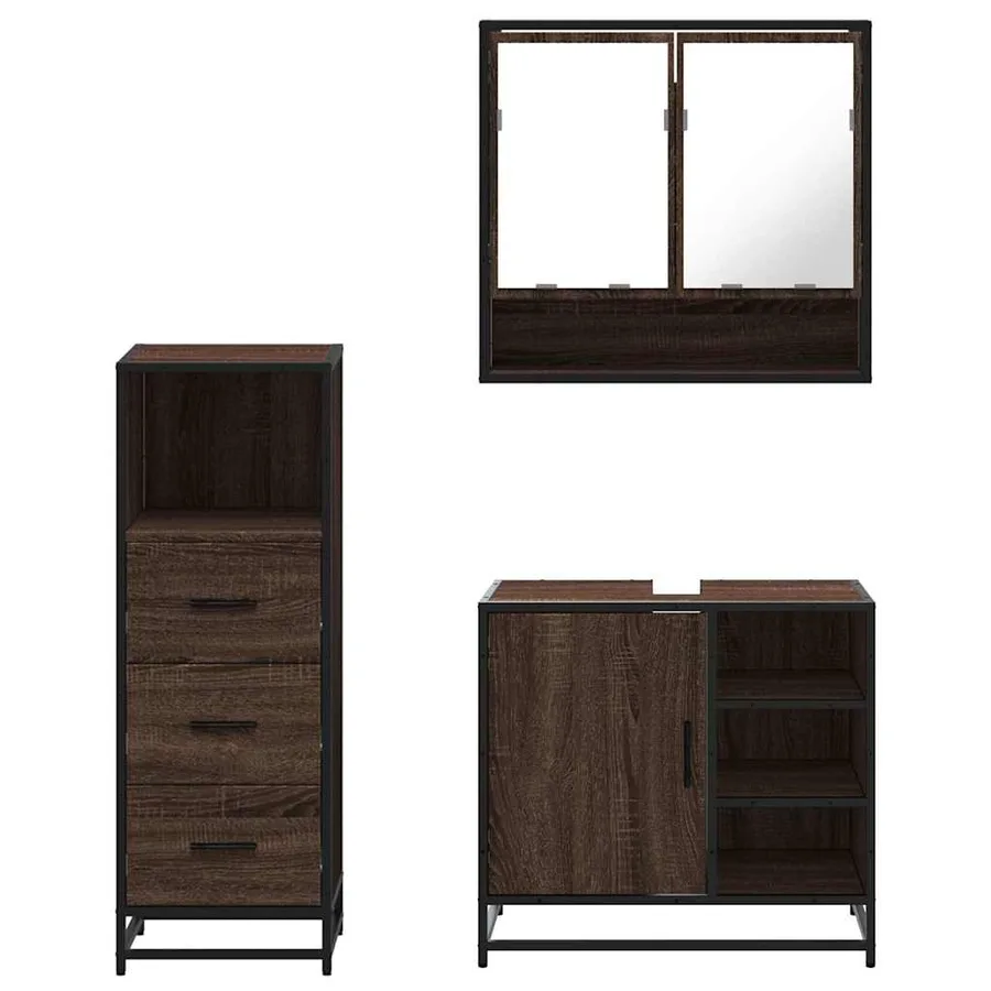 Ensemble de meubles de salle de bain 3 pcs Chêne marron - 5