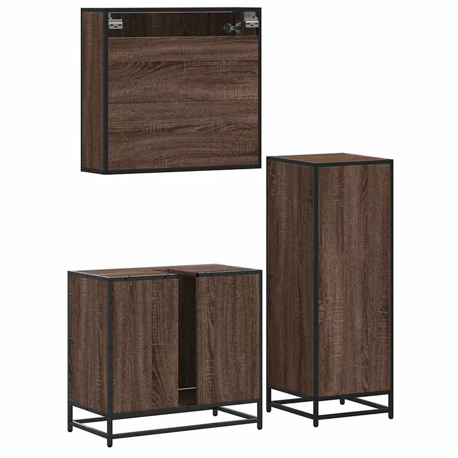 Ensemble de meubles de salle de bain 3 pcs Chêne marron - 7