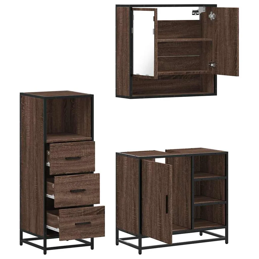 Ensemble de meubles de salle de bain 3 pcs Chêne marron - 8