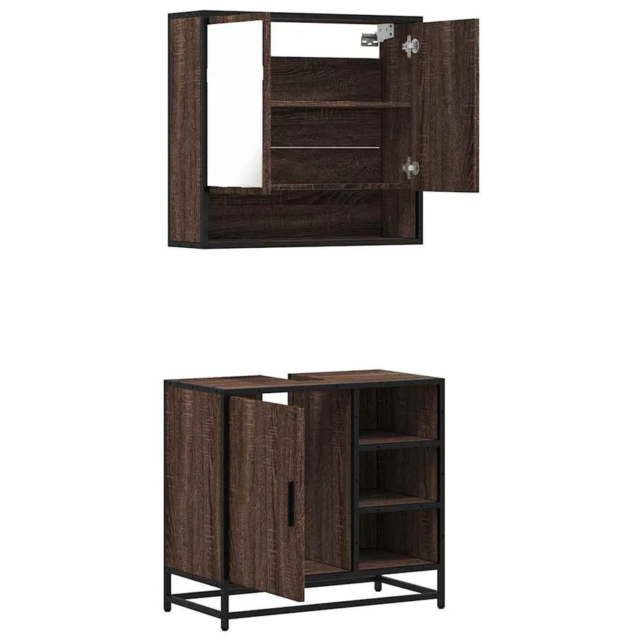 Ensemble de meubles de salle de bain 2 pcs Chêne marron - 8