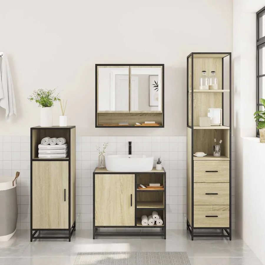 Ensemble de meubles de salle de bain 3 pcs chêne sonoma - 4