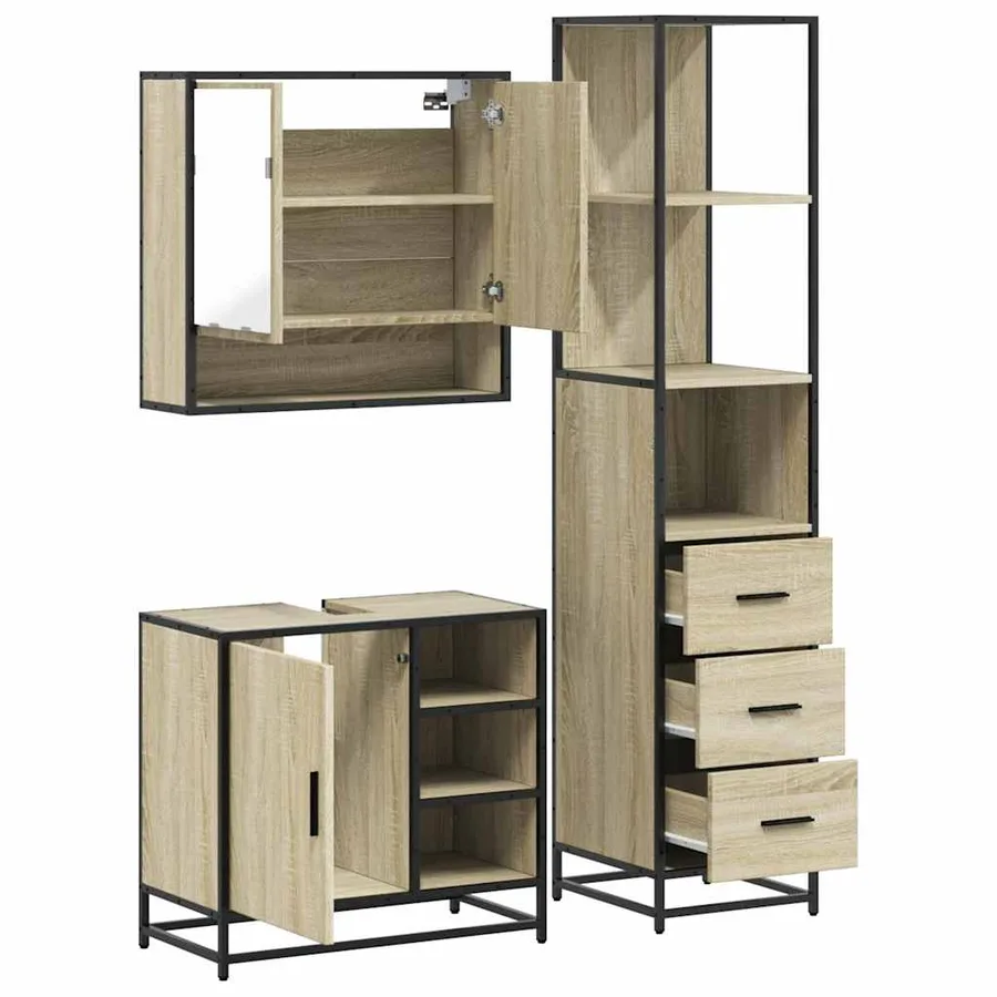 Ensemble de meubles de salle de bain 3 pcs chêne sonoma - 8
