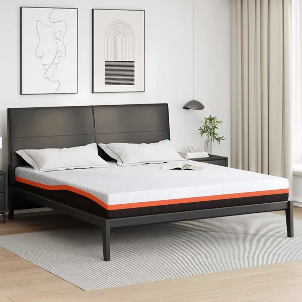 Matelas Blanc et Noir 180 x 200 cm Tissu jacquard