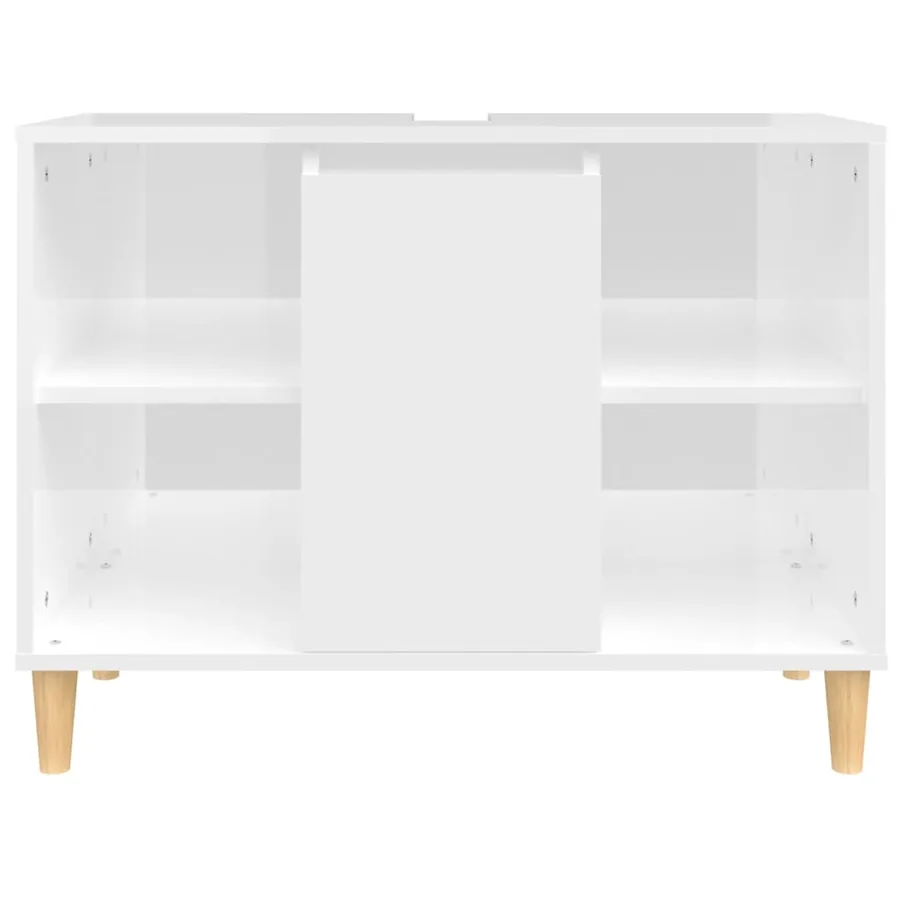 Meuble d'évier blanc brillant 80x33x60 cm bois d'ingénierie - 6