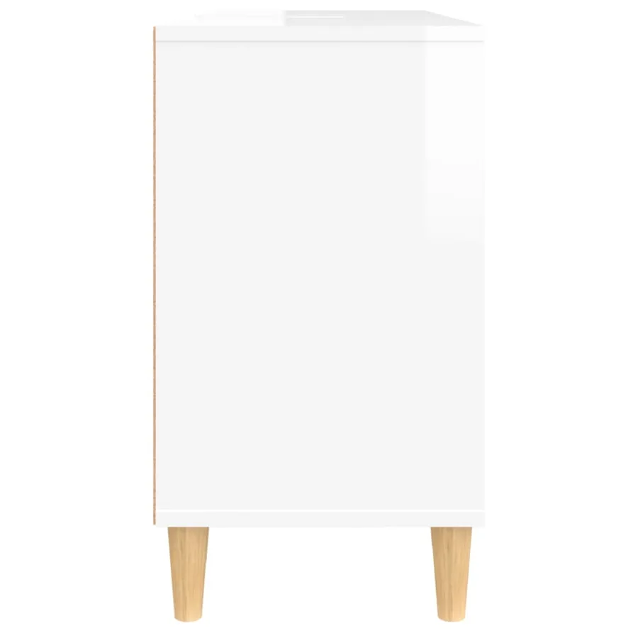 Meuble d'évier blanc brillant 80x33x60 cm bois d'ingénierie - 8