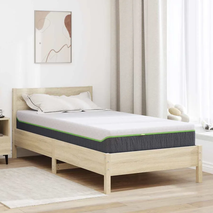 Matelas Blanc et Gris 100 x 200 cm Tissu jacquard