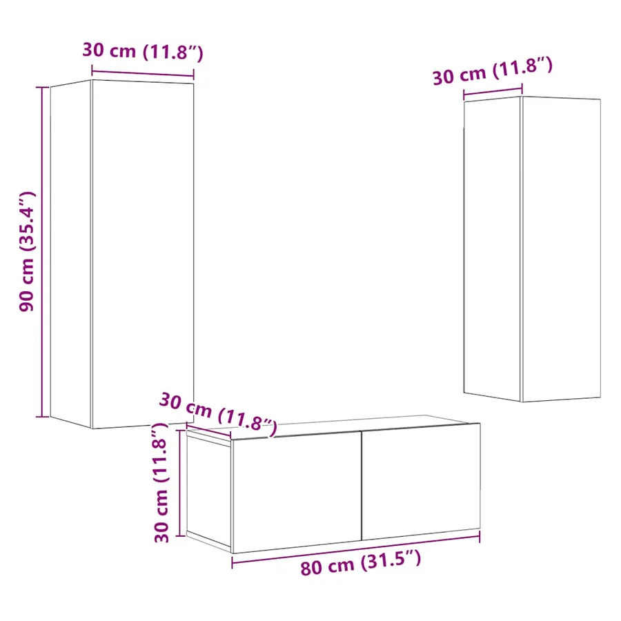 Meubles TV muraux 6 pcs chêne artisanal bois d'ingénierie - 10
