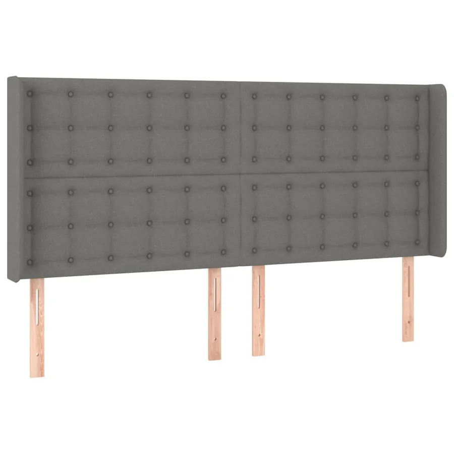 Tête de lit avec oreilles Gris foncé 203x16x118/128 cm Tissu - 2