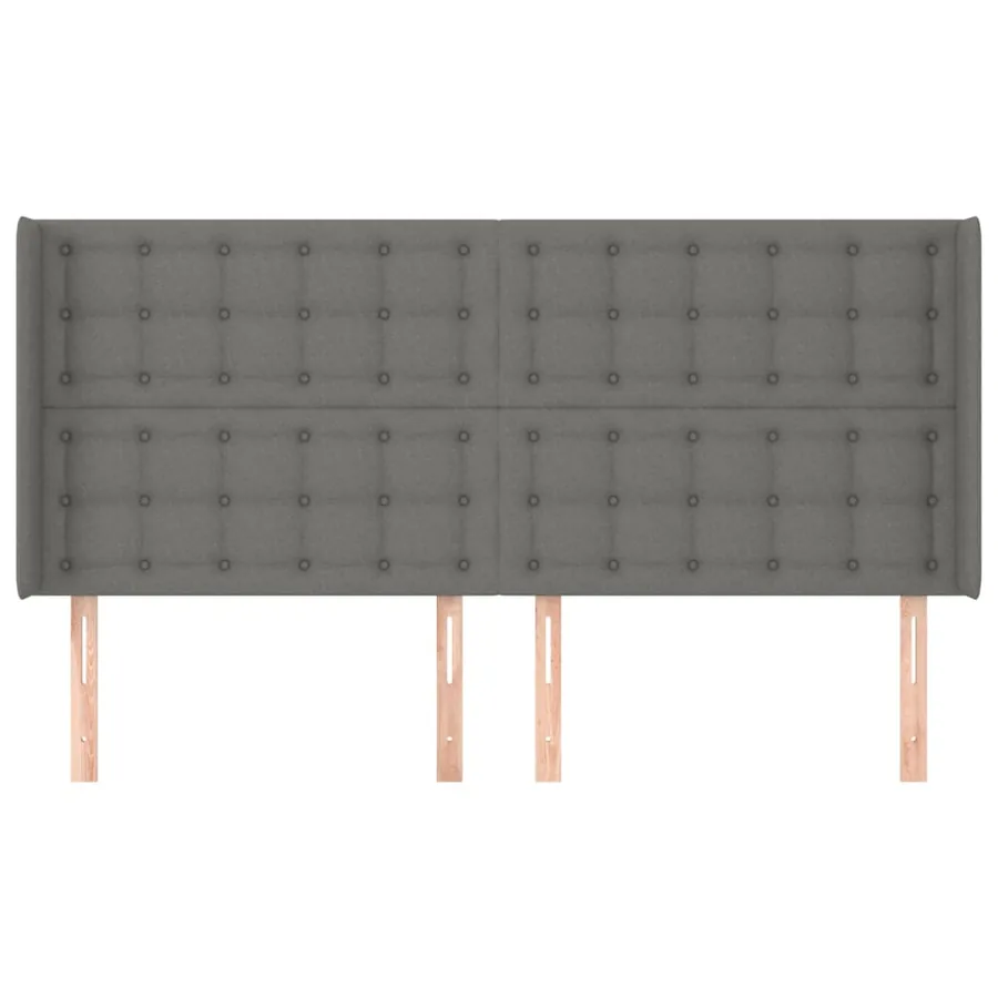 Tête de lit avec oreilles Gris foncé 203x16x118/128 cm Tissu - 3