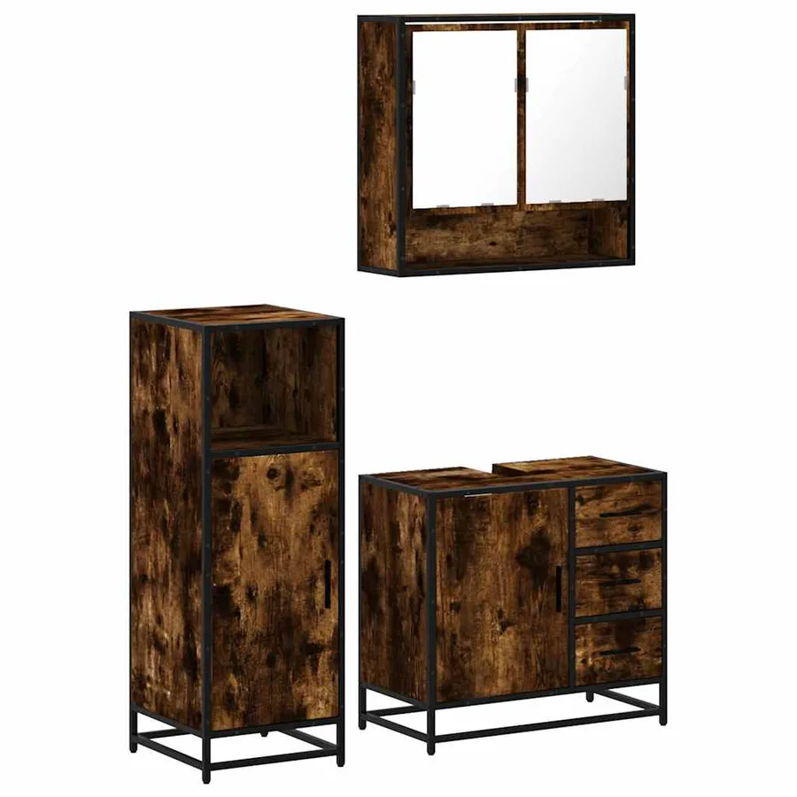 Ensemble de meubles de salle de bain 3 pcs Chêne fumé - 2