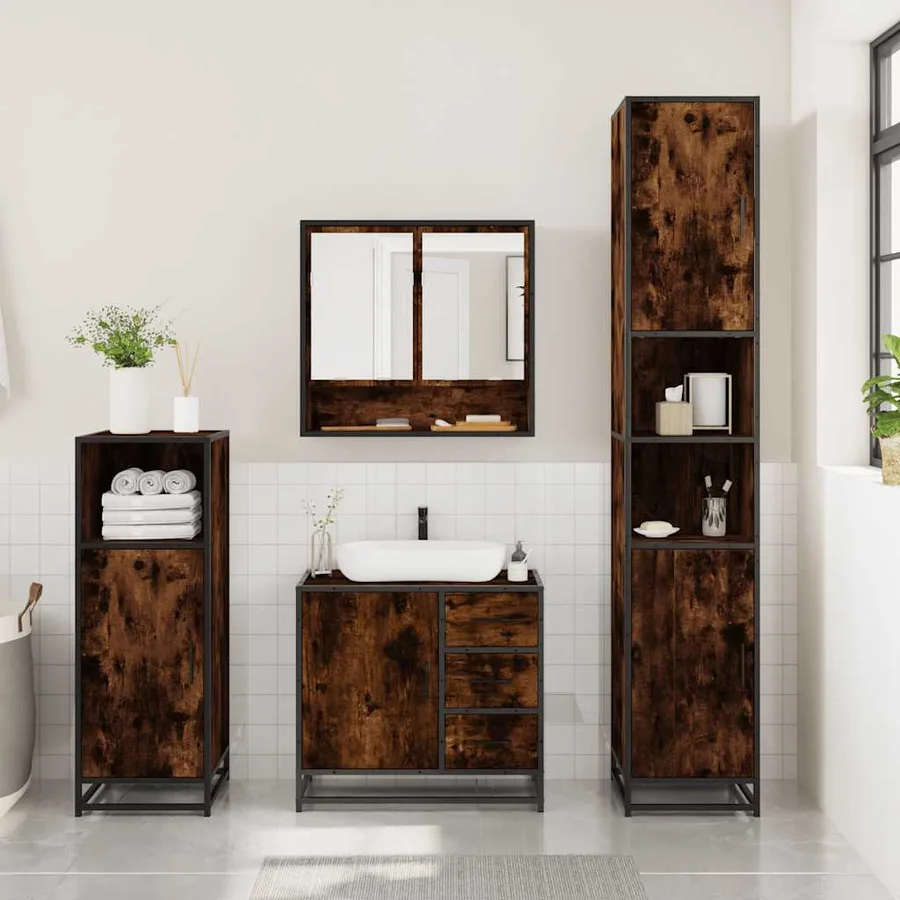 Ensemble de meubles de salle de bain 3 pcs Chêne fumé - 3