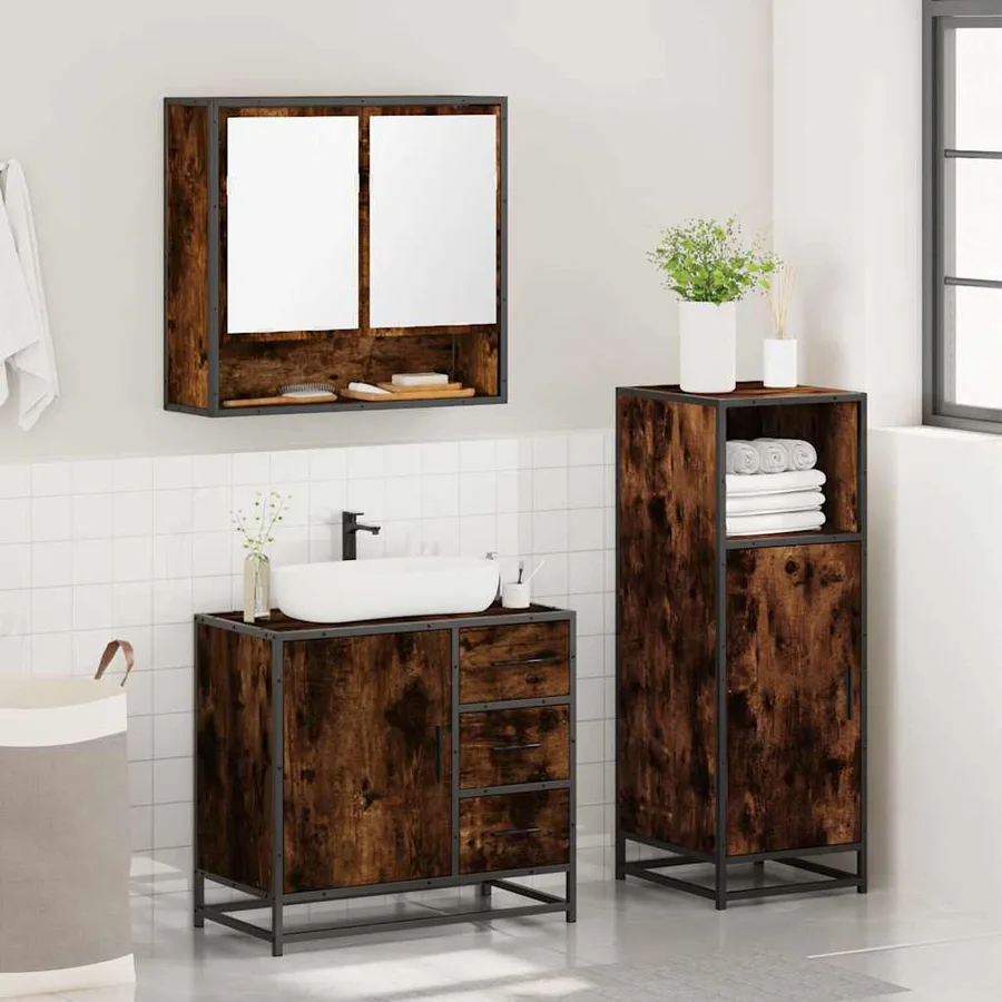 Ensemble de meubles de salle de bain 3 pcs Chêne fumé - 4