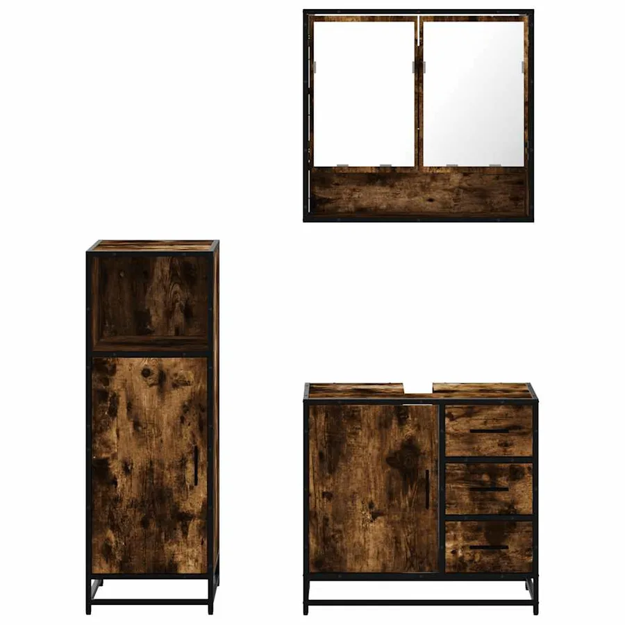 Ensemble de meubles de salle de bain 3 pcs Chêne fumé - 5